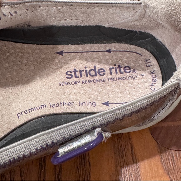 Stride Rite Chandra Leather Purple Cap Toe Mary Jane Toddler Girls Silver 6.5 - Picture 7 of 8
